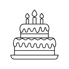 birthday cake icon, birthday cake line art - simple line art of birthday cake, perfect for birthday cake logos and icons