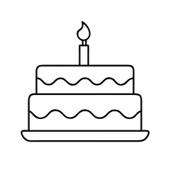 birthday cake icon, birthday cake line art - simple line art of birthday cake, perfect for birthday cake logos and icons