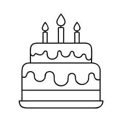 birthday cake icon, birthday cake line art - simple line art of birthday cake, perfect for birthday cake logos and icons