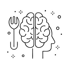 brain food icon, brain food line art - simple line art of brain food, perfect for brain food logos and icons