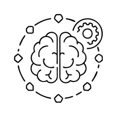 brain skill development icon, brain skill development line art - simple line art of brain skill development, perfect for brain skill development logos and icons