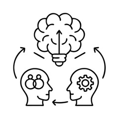 brainstorming icon, brainstorming line art - simple line art of brainstorming, perfect for brainstorming logos and icons