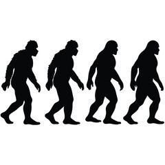 Epic Bigfoot Silhouette Vector Collection Featuring Forest, Mountain, and Mythical Cryptid Scenes in Minimalist Black Style