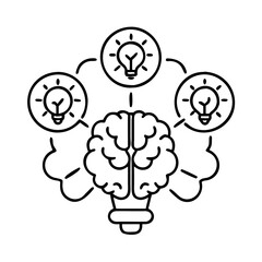 brainstorming icon, brainstorming line art - simple line art of brainstorming, perfect for brainstorming logos and icons