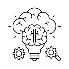 brainstorming icon, brainstorming line art - simple line art of brainstorming, perfect for brainstorming logos and icons