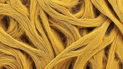Fototapeta premium Close-up of Vibrant Yellow Yarn Strands Intertwined Texture Background