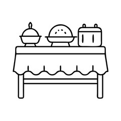 buffet table icon, buffet table line art - simple line art of buffet table, perfect for buffet table logos and icons