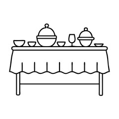 buffet table icon, buffet table line art - simple line art of buffet table, perfect for buffet table logos and icons