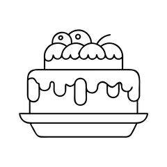 cake icon, cake line art - simple line art of cake, perfect for cake logos and icons