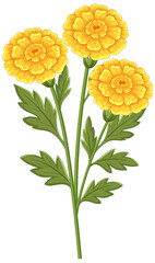 Vibrant Yellow Marigold Vector Illustration