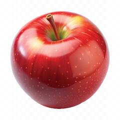 realistic 3d red whole apple isolated on transparent background