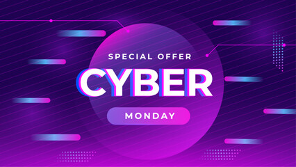 purple and blue Gradient futuristic cyber monday background for banner