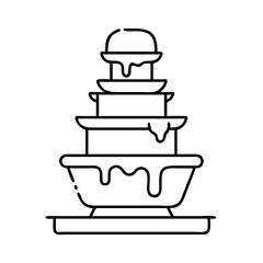 chocolate fountain icon, chocolate fountain line art - simple line art of chocolate fountain, perfect for chocolate fountain logos and icons