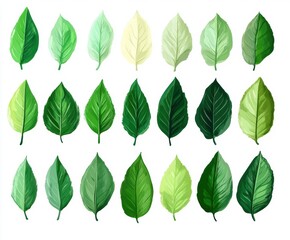 green leaves isolated on white