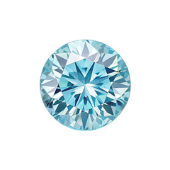 A light blue zircon viewed directly from above, round cut with brilliant sparkle