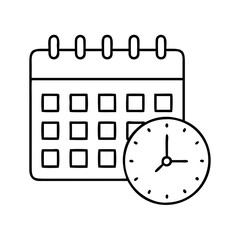 clock with calendar icon, clock with calendar line art - simple line art of clock with calendar, perfect for clock with calendar logos and icons