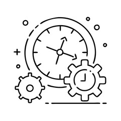clock with gears icon, clock with gears line art - simple line art of clock with gears, perfect for clock with gears logos and icons