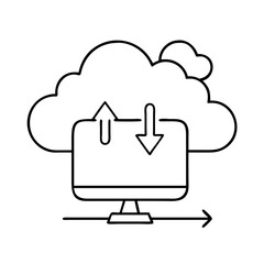 cloud computing icon, cloud computing line art - simple line art of cloud computing, perfect for cloud computing logos and icons