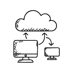 cloud computing icon, cloud computing line art - simple line art of cloud computing, perfect for cloud computing logos and icons