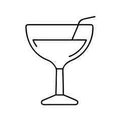cocktail glass icon, cocktail glass line art - simple line art of cocktail glass, perfect for cocktail glass logos and icons
