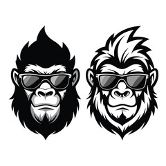 Epic Bigfoot Silhouette Vector Collection Featuring Forest, Mountain, and Mythical Cryptid Scenes in Minimalist Black Style