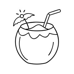 coconut water icon, coconut water line art - simple line art of coconut water, perfect for coconut water logos and icons