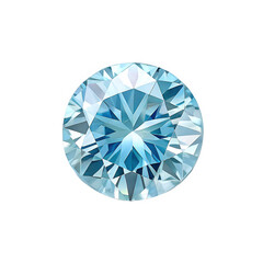 A light blue zircon viewed directly from above, round cut with brilliant sparkle
