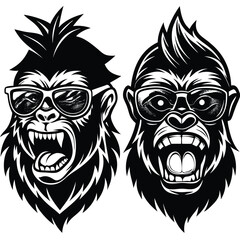 Epic Bigfoot Silhouette Vector Collection Featuring Forest, Mountain, and Mythical Cryptid Scenes in Minimalist Black Style