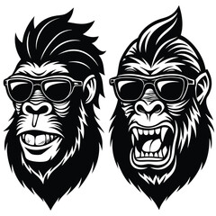 Epic Bigfoot Silhouette Vector Collection Featuring Forest, Mountain, and Mythical Cryptid Scenes in Minimalist Black Style