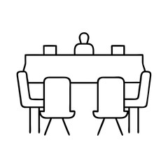 conference table icon, conference table line art - simple line art of conference table, perfect for conference table logos and icons