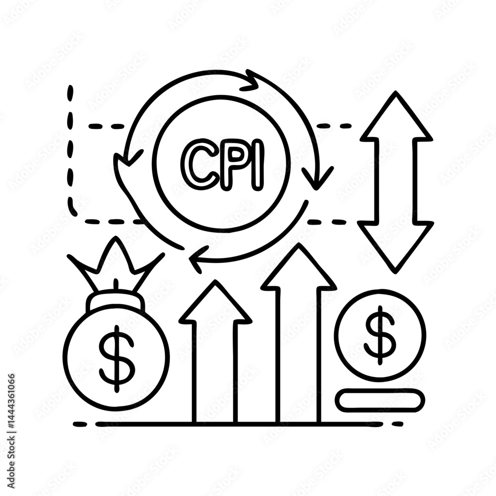 Poster consumer price index cpi icon, consumer price index cpi line art - simple line art of consumer price