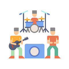 Fototapeta premium Musical Band Performance Icon With Flat Illustration Style