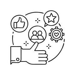 customer engagement icon, customer engagement line art - simple line art of customer engagement, perfect for customer engagement logos and icons