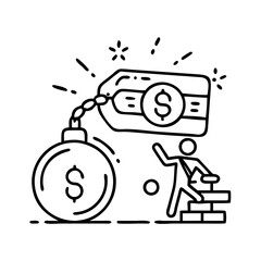 debt icon, debt line art - simple line art of debt, perfect for debt logos and icons