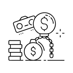 debt icon, debt line art - simple line art of debt, perfect for debt logos and icons