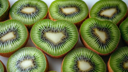 Fresh kiwi slices arranged
