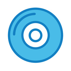 Blue and White Target Icon on Black Background