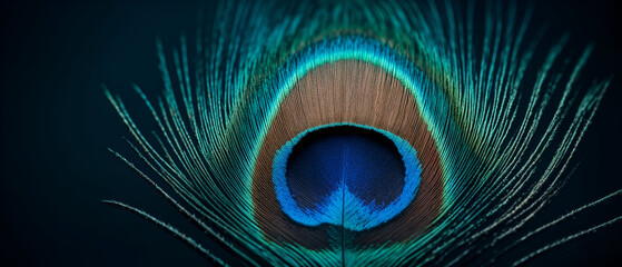 Vibrant Peacock Feather Close-Up &ndash; Mesmerizing Iridescent Colors, Intricate Eye Pattern, and Delicate Strands for Nature, Elegance, and Exotic Beauty Themes