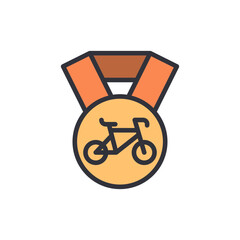 Cycling medal colored icons, minimalist vector illustration ,simple transparent graphic element .Isolated on white background