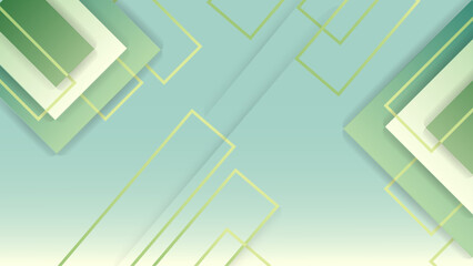 green gradient geometric abstract creative square shapes and lines background