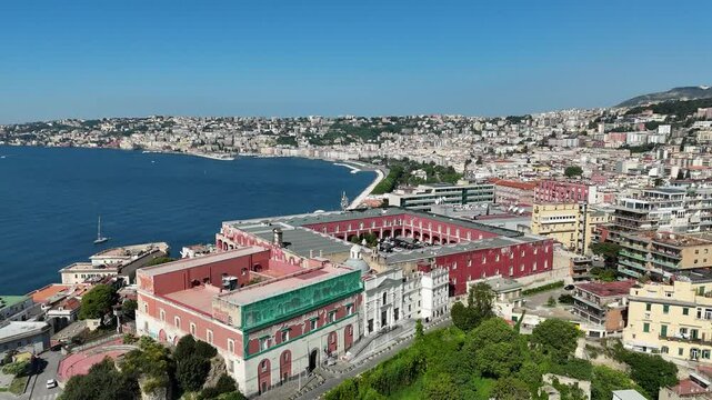 Caserma Nino Bixio At Naples In Campania Italy. Highrise Buildings Scenery. Downtown Cityscape. Caserma Nino Bixio At Naples In Campania Italy. Napoli Skyline. District Aerial View. Italy Skyline.