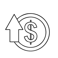 dollar sign with up arrow icon, dollar sign with up arrow line art - simple line art of dollar sign with up arrow, perfect for dollar sign with up arrow logos and icons