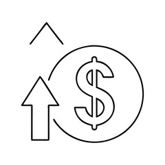 dollar sign with up arrow icon, dollar sign with up arrow line art - simple line art of dollar sign with up arrow, perfect for dollar sign with up arrow logos and icons