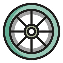 Fototapeta premium Wheel icon isolated on white background