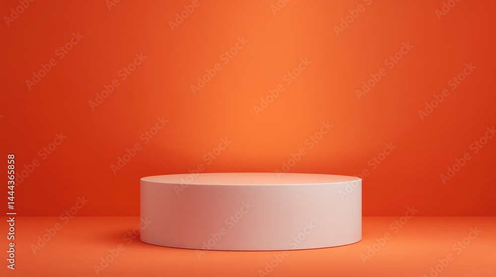 Poster minimalistic circular podium on vibrant color background with smooth shadows