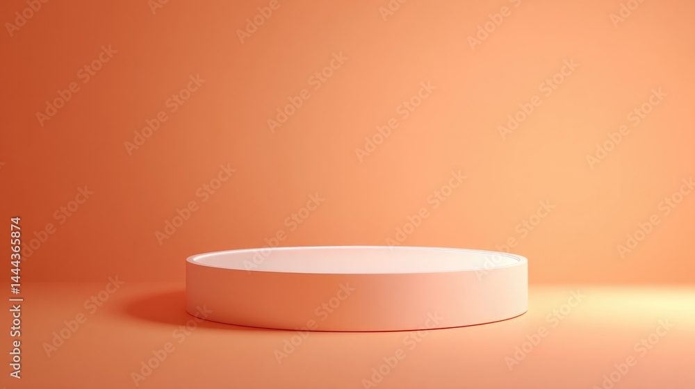 Poster minimalistic circular podium on vibrant color background with smooth shadows