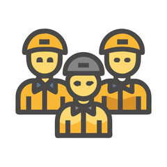 Team of workers or engineers wearing safety helmets