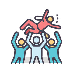 Team Celebration: People throwing someone up in the air