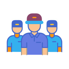 Three team members with uniform and baseball caps