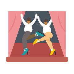 Two performers in high heels on a stage